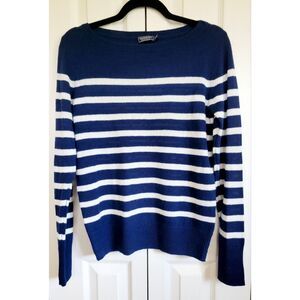 Vineyard‎ Vines XS Linen Cashmere Striped Boatneck Sweater Blue White Soft